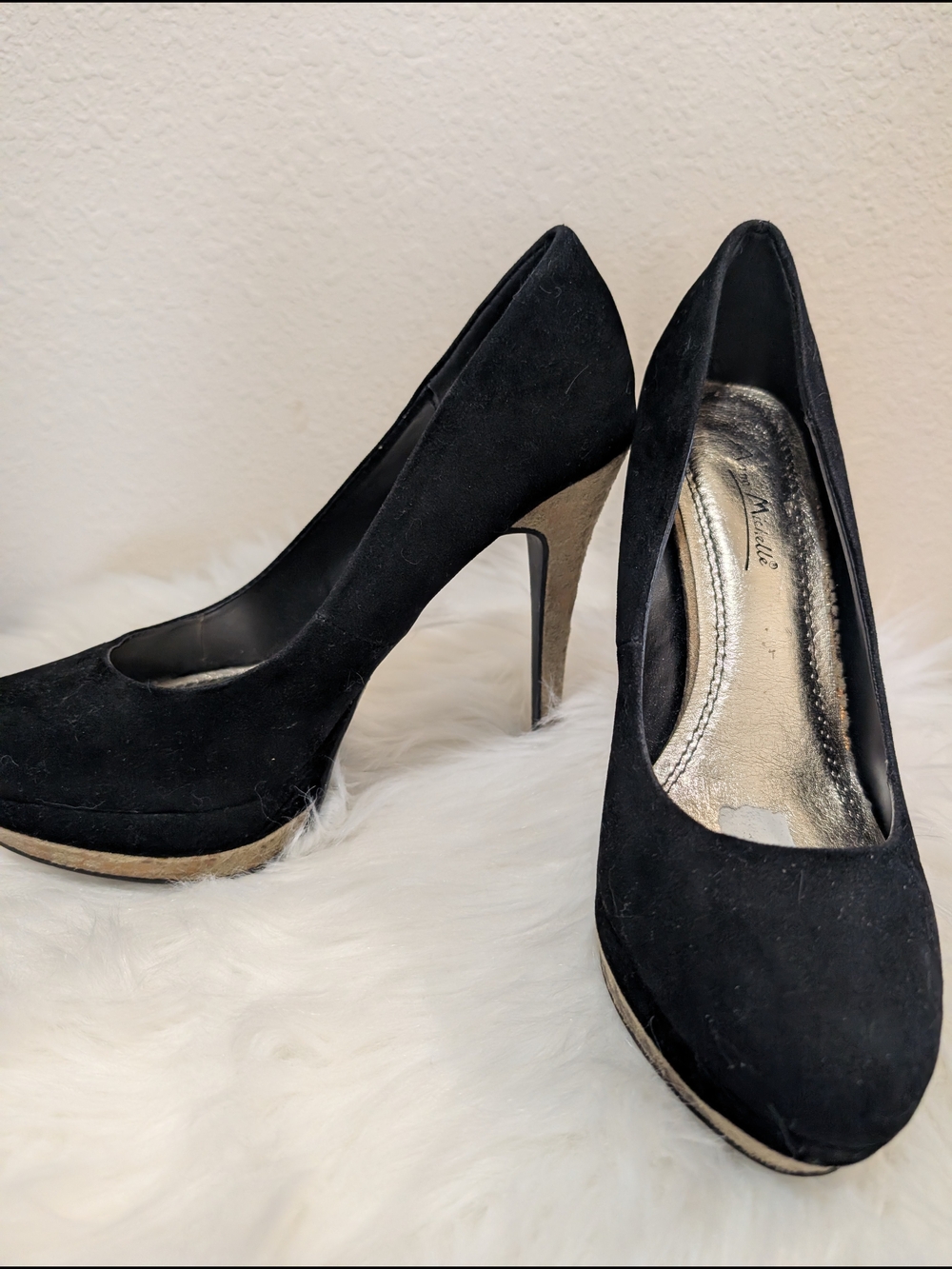 Black Suede Platform High Heels - Women's Pumps
